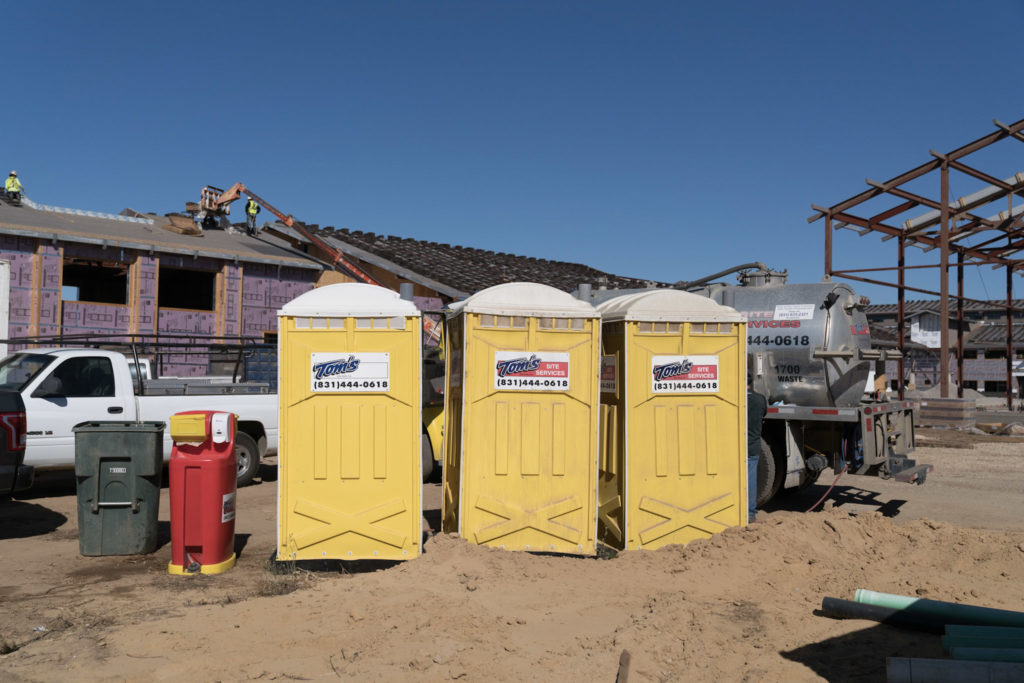 Porta potties near construction site