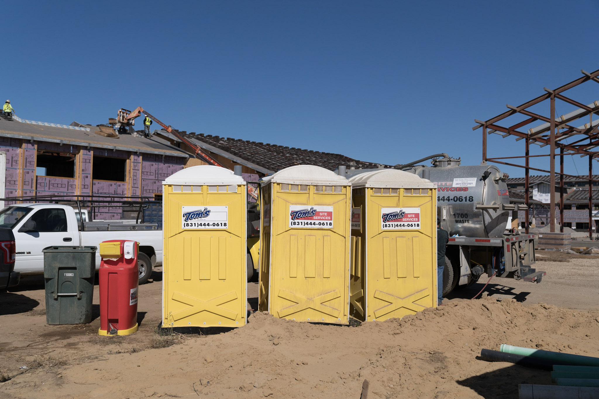 Porta potties near construction site
